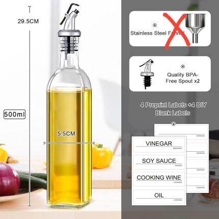 Glass 500 ml Glass Oil Dispenser – Elegant Kitchen Oil & Vinegar Bottle
