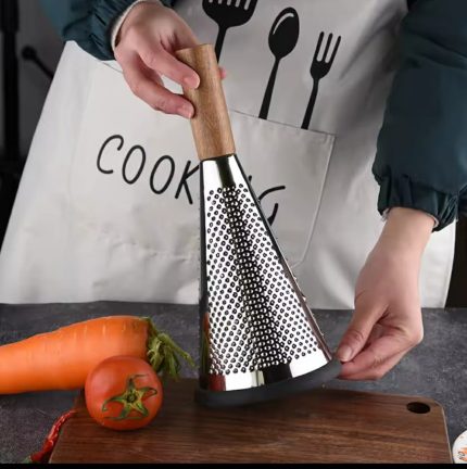 3-Sided Manual Vegetable Shredder / Grater – Stainless Steel & Bamboo Handle