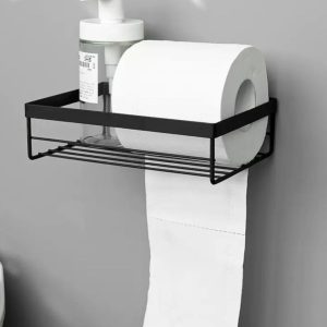 Punch Free Storage Rack for Toilet Paper Towel Box with Strong Adhesive Sticker