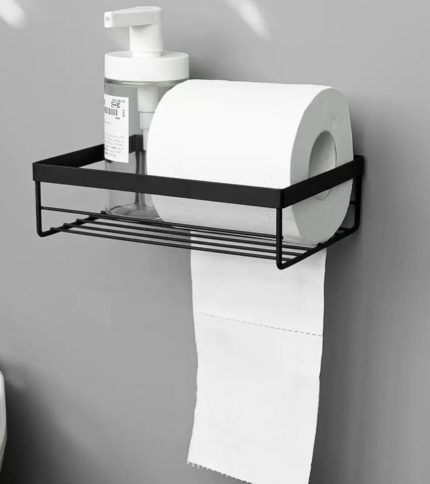 Punch Free Storage Rack for Toilet Paper Towel Box with Strong Adhesive Sticker