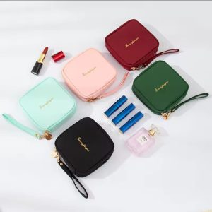 Waterproof Pad Pouch – Stylish Travel & Feminine Hygiene Organizer (Black, Pink, Light Green, Maroon)
