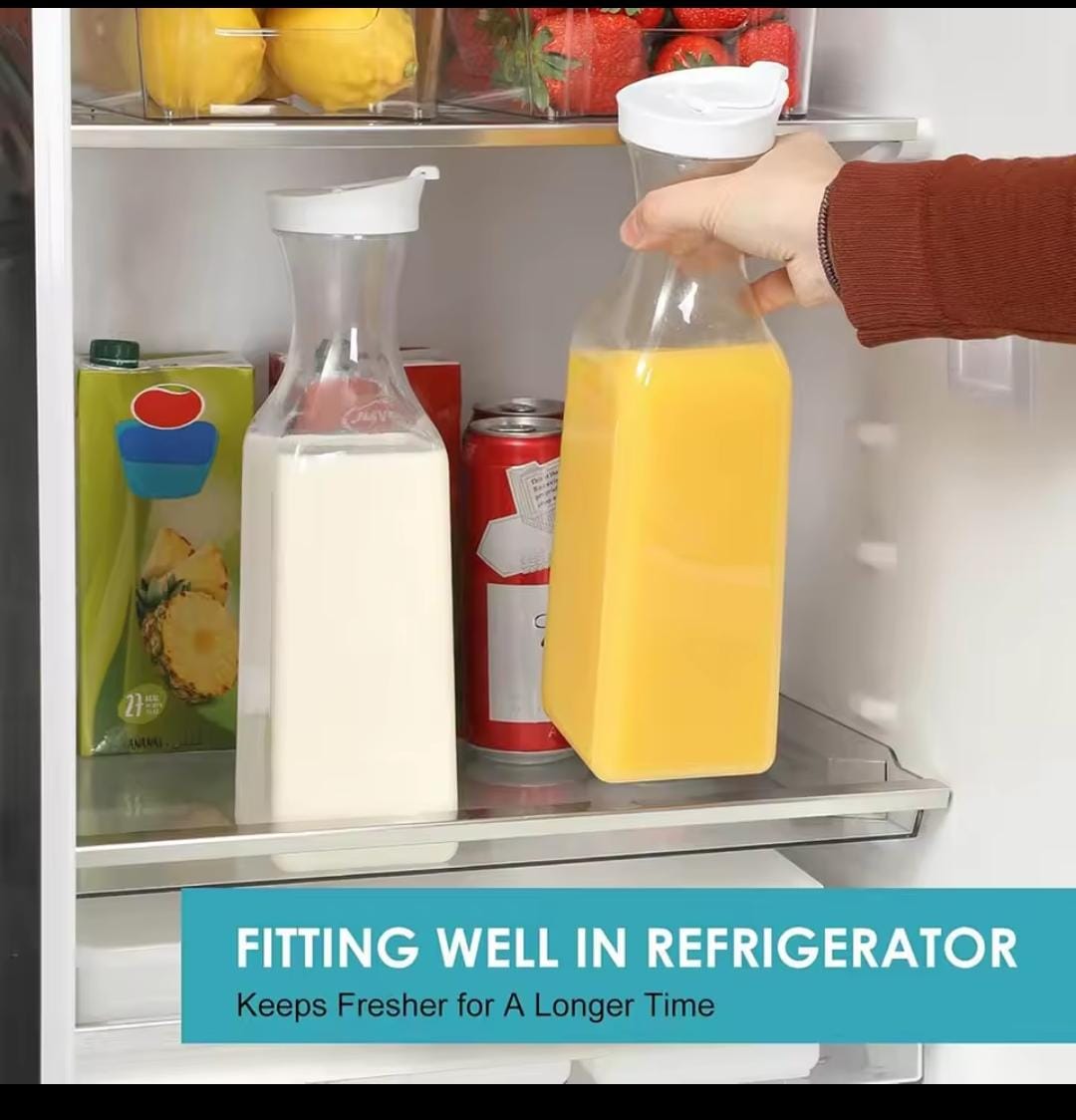Best 1L Juice / Milk Bottle – Airtight Drink Pitcher for Fridge Storage