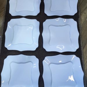 Glass Side Plate 8.5 Inches – Square Wavy (Set of 6)