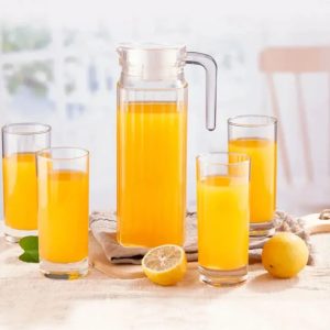 7 pcs Water/Juice Set — 1.1L Glass Jug + 6 Highball (340ml) Glasses