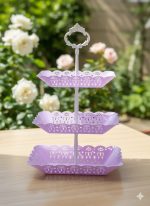Plastic Rectangle Cake Stand 3 Layer – Purple & Pink Cake Display Stand