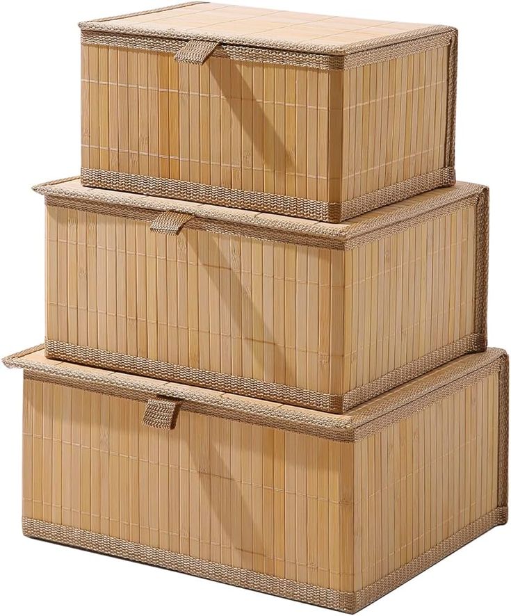 3 in 1 Organising Wicker Baskets with Cover – Multi-Purpose Home Storage Set