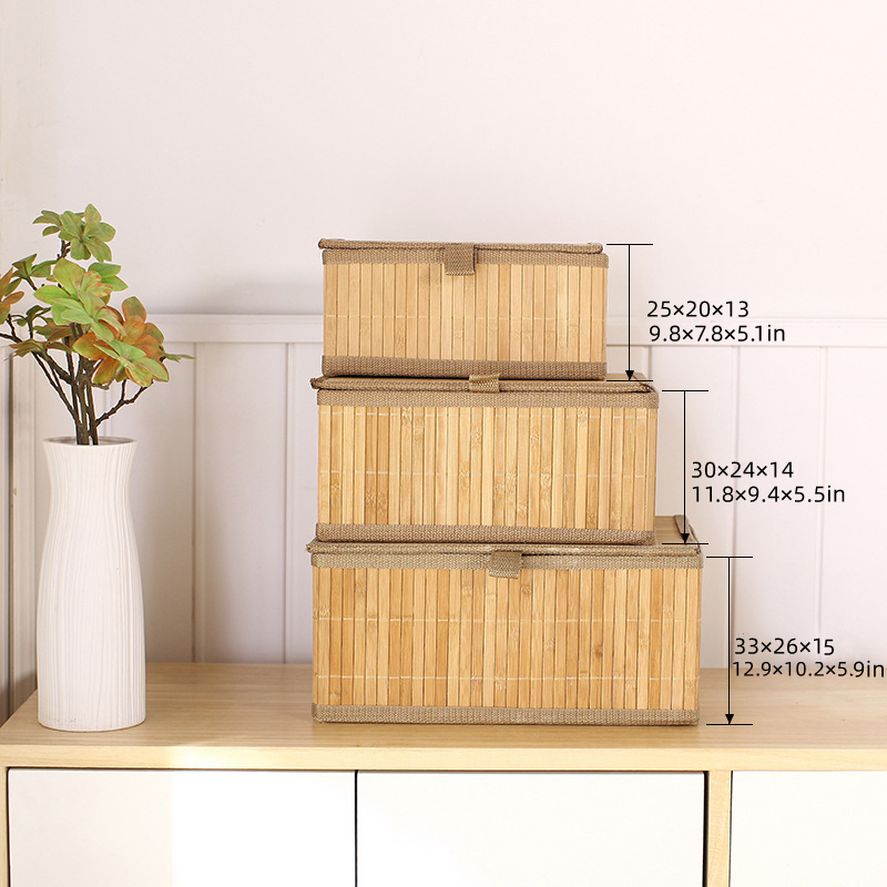 3 in 1 Organising Wicker Baskets with Cover – Multi-Purpose Home Storage Set