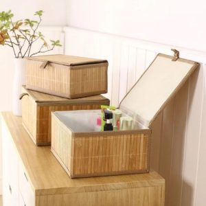 3 in 1 Organising Wicker Baskets with Cover – Multi-Purpose Home Storage Set