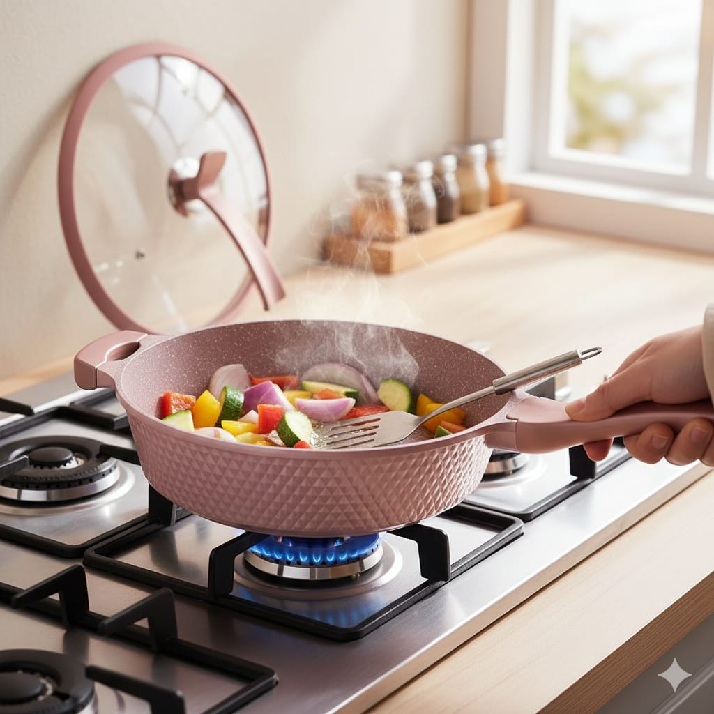 Diamond Nonstick Pan with Lid – Premium Non-Stick Cooking Pan Diamond Nonstick Pan with Lid – Premium Non-Stick Cooking Pan