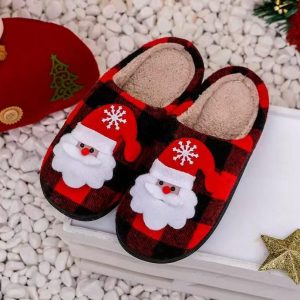 Christmas Themed Warm Indoors Shoes – Cozy Non-Slip Waterproof House Shoes