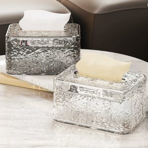 Water Ripple Tissue Box – Transparent Glacier Pattern