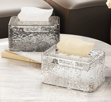 Water Ripple Tissue Box – Transparent Glacier Pattern