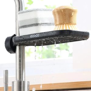 Adjustable Sink Faucet Storage Rack – Kitchen & Bathroom Organizer (Grey)