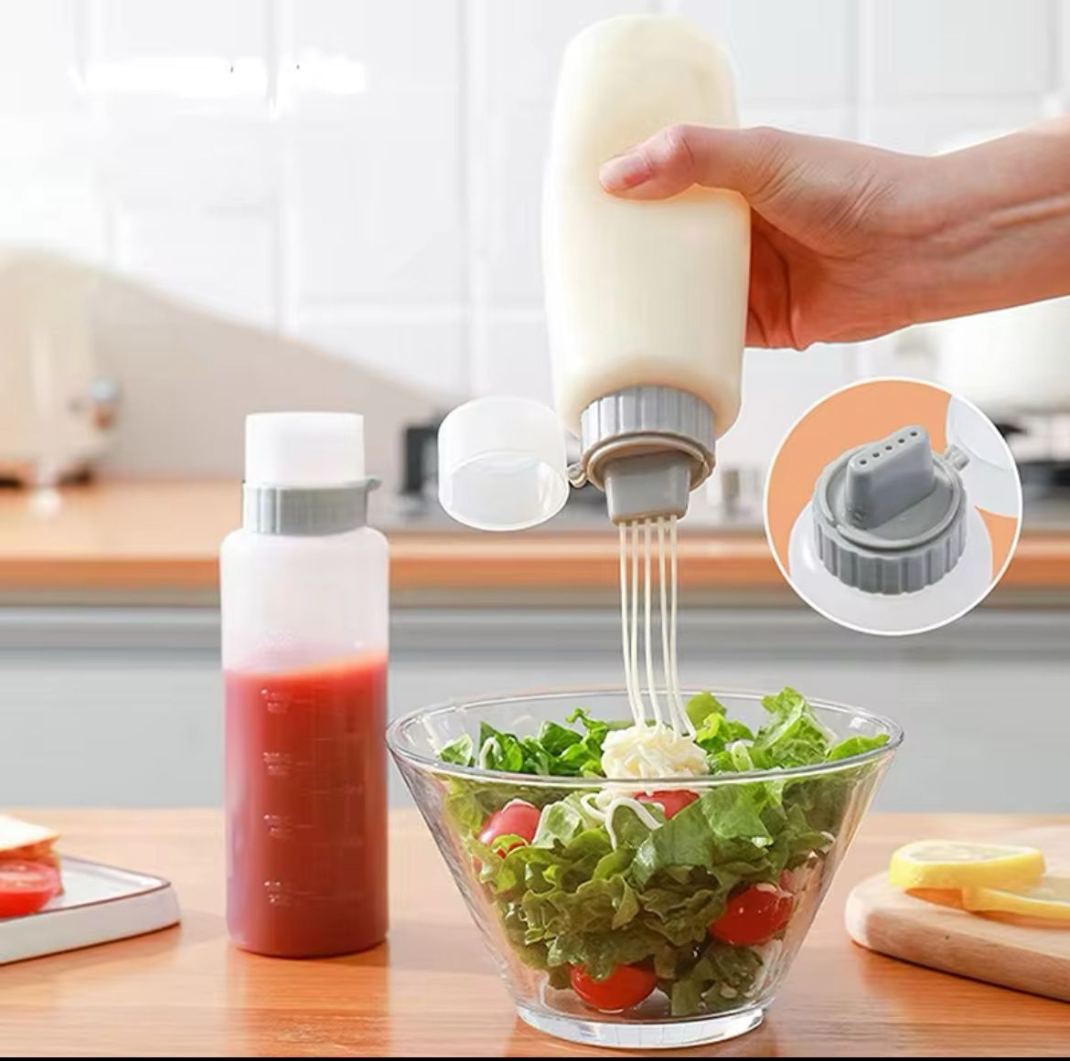350ml 5 Holes Condiment Squeeze Bottle – Clear Sauce Dispenser 350ml 5 Holes Condiment Squeeze Bottle