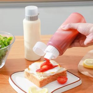 350ml 5 Holes Condiment Squeeze Bottle – Clear Sauce Dispenser