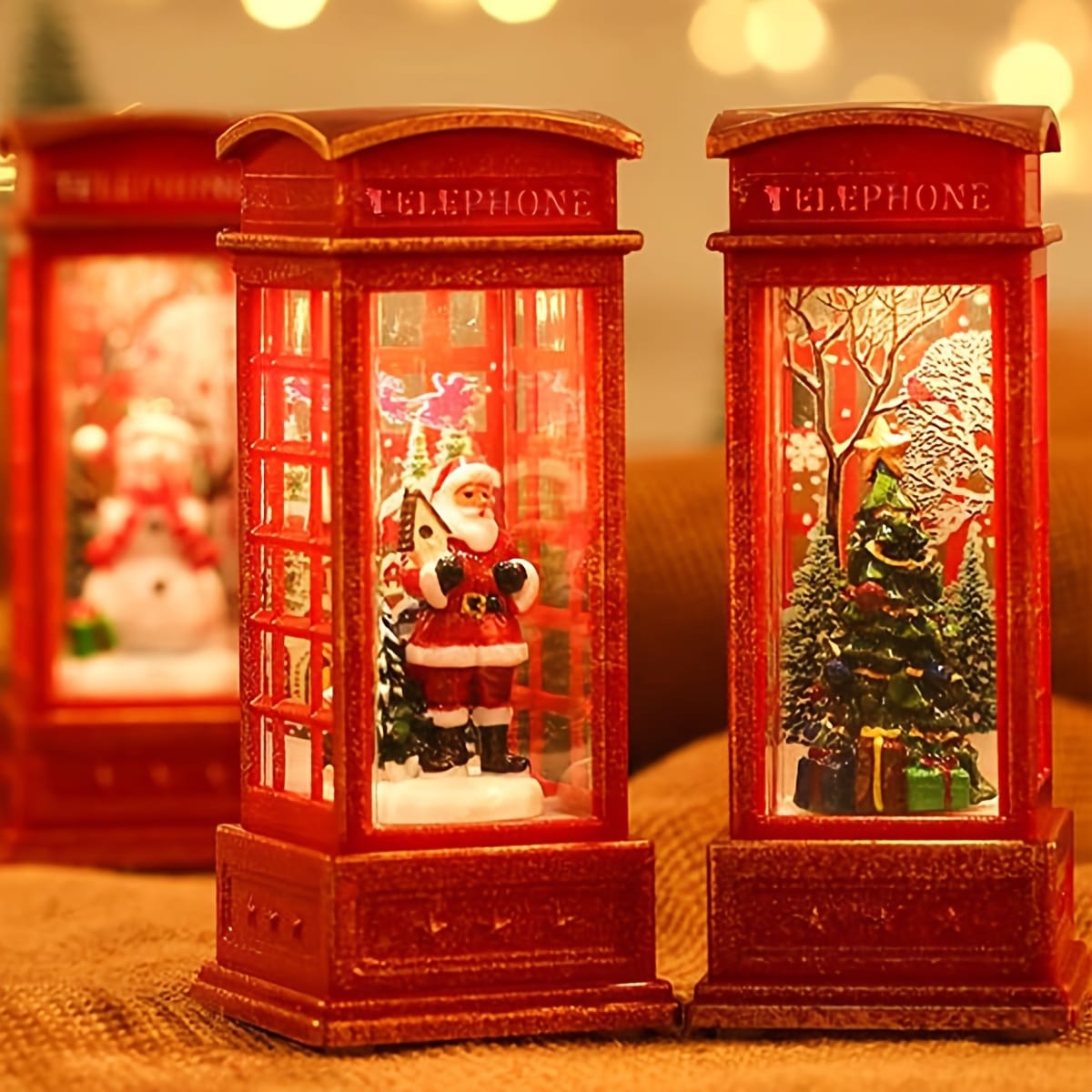 Miniature LED Christmas Telephone Booth Shape Decor Lanterns Miniature LED Christmas Telephone Booth Shape Decor Lanterns