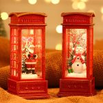 Miniature LED Christmas Telephone Booth Shape Decor Lanterns