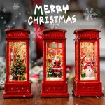 Miniature LED Christmas Telephone Booth Shape Decor Lanterns