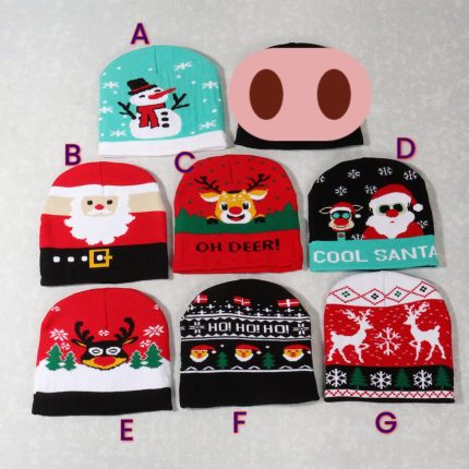 Knitted Free Size Christmas Beanies – Warm Festive Knit Cap for Men & Women