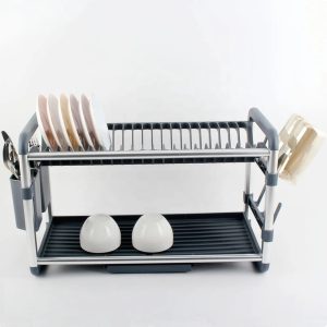 Premium 2 Tier Aluminium Dish Drainer Rack