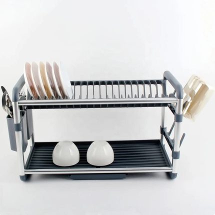 Premium 2 Tier Aluminium Dish Drainer Rack