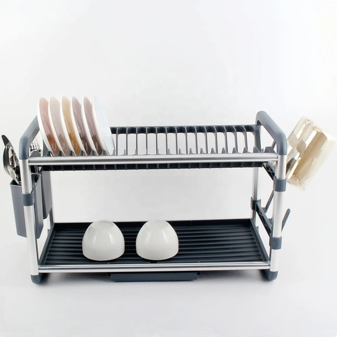 Premium 2 Tier Aluminium Dish Drainer Rack