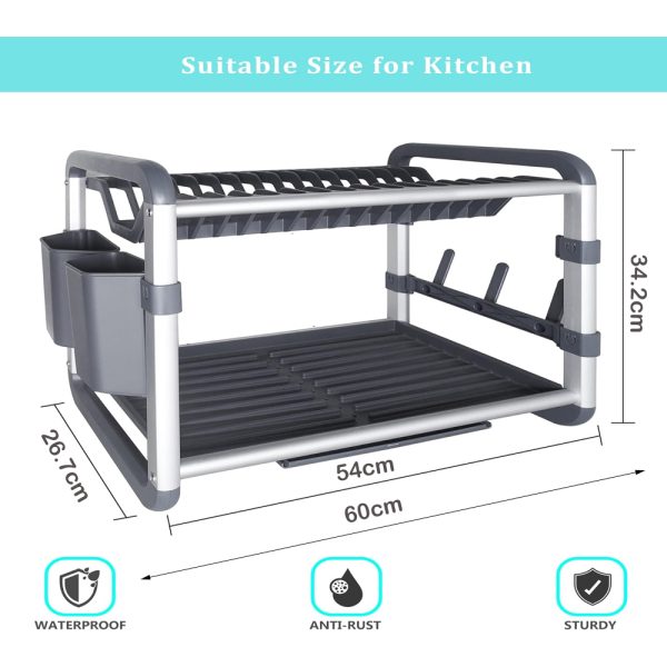 Premium 2 Tier Aluminium Dish Drainer Rack