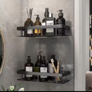 2 pcs Aluminum Alloy Rectangular Shelf (Black & Gold)
