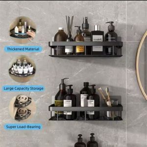 2 pcs Aluminum Alloy Rectangular Shelf (Black & Gold)