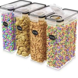 4pcs Food Storage Containers 4L Airtight Kitchen Containers with Labels & Measuring Cups