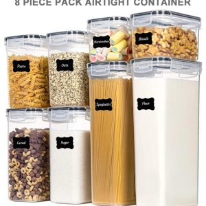 8 pcs Airtight Food Storage Containers Set – Kitchen Pantry Organisers