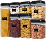 Acrylic 7pcs Airtight Food Storage Containers Set with Labels & Measuring Cups