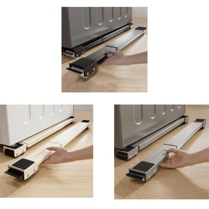 Heavy-Duty Adjustable Appliance Stand for Washing Machine & Fridge – Black