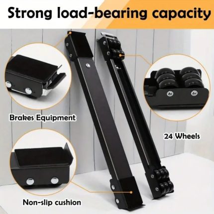 Heavy-Duty Adjustable Appliance Stand for Washing Machine & Fridge – Black