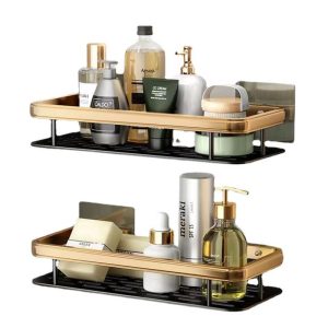 Restocked 2pcs Shower Caddy Shelf Bathroom Organizer – Rustproof No Drill Adhesive Storage Rack