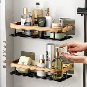 Restocked 2pcs Shower Caddy Shelf Bathroom Organizer – Rustproof No Drill Adhesive Storage Rack