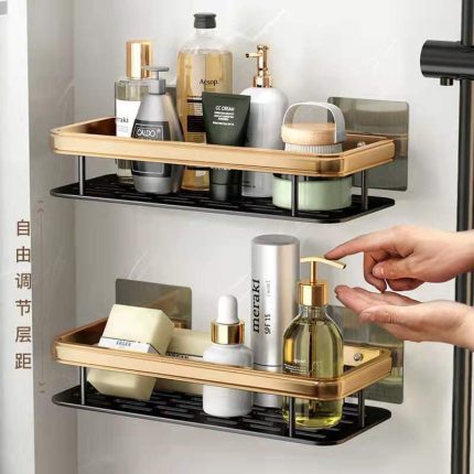 Restocked 2pcs Shower Caddy Shelf Bathroom Organizer – Rustproof No Drill Adhesive Storage Rack