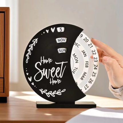 Perpetual Wooden Block Calendar – Elegant Wooden Desk Calendar for Home & Office Décor