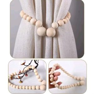 2pcs Magnetic Wooden Beads Curtain Tiebacks – Stylish Boho Curtain Holders for Modern Homes