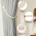 2pcs Magnetic Wooden Beads Curtain Tiebacks – Stylish Boho Curtain Holders for Modern Homes