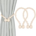 2pcs Magnetic Wooden Beads Curtain Tiebacks – Stylish Boho Curtain Holders for Modern Homes