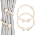 2pcs Magnetic Wooden Beads Curtain Tiebacks – Stylish Boho Curtain Holders for Modern Homes