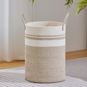 Cotton Rope Basket – Large Woven Storage Basket with Handles (50cm x 38cm)