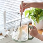 4 pcs Long Wooden Handle Bottle Cleaning Brushes for Wine, Thermos & Sports Bottles