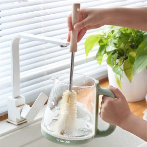 4 pcs Long Wooden Handle Bottle Cleaning Brushes for Wine, Thermos & Sports Bottles