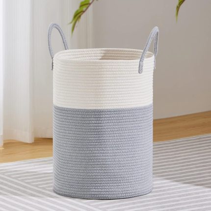 Cotton Rope Basket – Large Woven Storage Basket with Handles (50cm x 38cm)