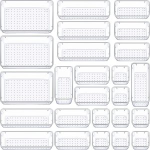 25pcs Set Drawer Organizers – Non-Slip Stackable Acrylic Storage Trays