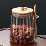 Glass Storage Jar with Bamboo Lid and Spoon 500ml – Airtight Leakproof Kitchen Container