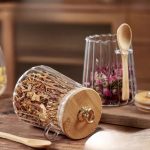 Glass Storage Jar with Bamboo Lid and Spoon 500ml – Airtight Leakproof Kitchen Container
