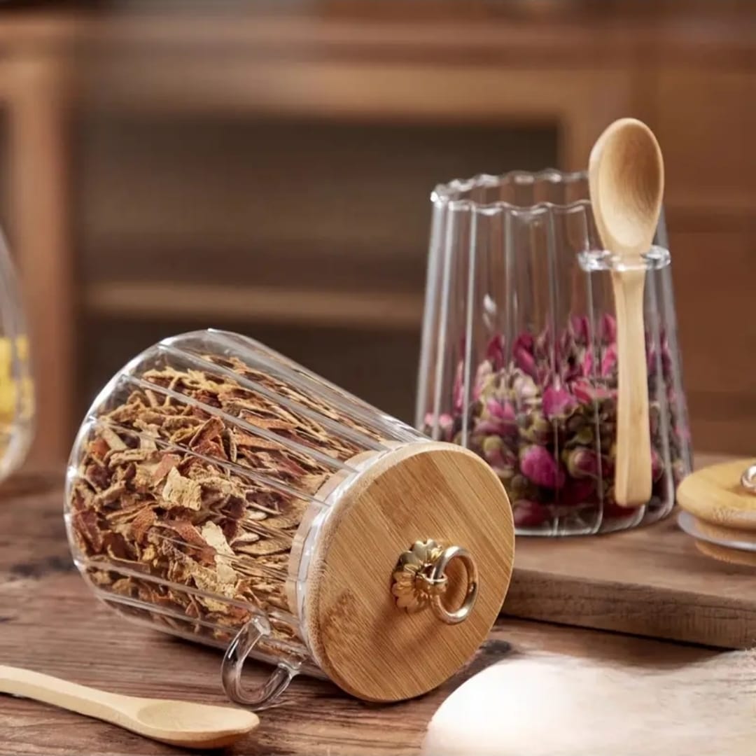 Glass Storage Jar with Bamboo Lid and Spoon 500ml – Airtight Leakproof Kitchen Container Glass Storage Jar with Bamboo Lid and Spoon 500ml – Airtight Leakproof Kitchen Container